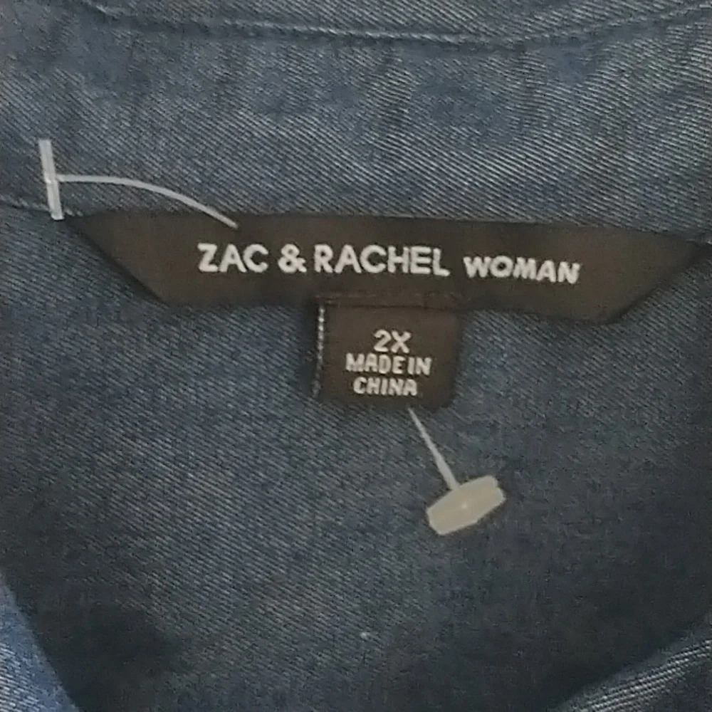 Zac & Rachel Woman's Shark Bite Hem Button Down Tunic Shirt 2X - Picture 4 of 14